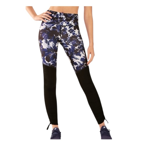 NWT! Fabletics Blue & Black Floral Cashel Foldover Powerform Legging. XL (12-14) - Picture 1 of 15